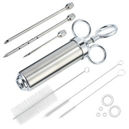Grills Meat Injector Syringe Kit Grill Turkey BBQ Seasoning Sauce Flavour Needle Cooking Syringe Stainless Steel Injector Cooking Syring
