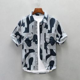 Men's Casual Shirts 2024 Summer For Men Fashion Digital Printing Short Sleeve Shirt Man Loose Plus Size Button-up