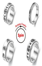 Spinner Anxiety Rings For Women Rotate Freely Anti Stress Accessories Jewelry New Trend Pattern Stainless Steel Jewellry9021955