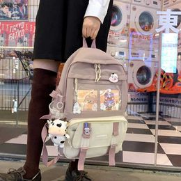 Рюкзаки японские девочки старшая школа рюкзак большой емкость школьный рюкзак для девочек мульти карманные каваи женские женские харадзюку милый рюкзак wx
