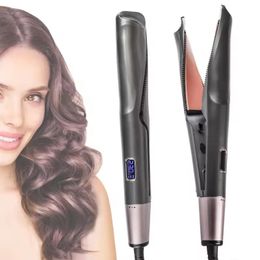 Professional Spiral Wave Curly And Straight Hair Styling Tool 2In1 Straightener Twisted Ion Flat Iron 240425