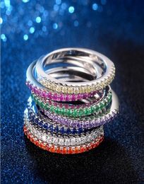 New Women Fashion Jewellery Victoria 925 Sterling Silver Multi Gemstones 5A Cubic Zirconia Women Wedding Band Ring For Lover039s 1833712