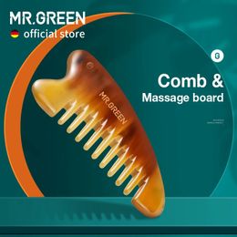 Mr. Green Comb and Guasha Scratching Massage Board Natural Cow Horn Beauty Tool Neck and Body Massage Skin Relief Scratching 240429