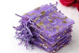 200pcs 34 purple Jewellery Box Luxury Organza Jewellery Pouches Gifts Bags For Ring Wedding Party Favour Bags Pouch with sweet hea3548989