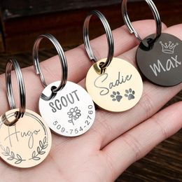 Custom Dogs Supplies Dog Name ID Tag Collar Accessories Personalised Engraved Necklace For Charm Stainless Steel Pet 240508