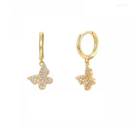Dangle Earrings ISUEVA Gold Plated Cute Butterfly For Women Zircon Piercing Drop Pendant 2024 Fashion Jewellery Wholesale