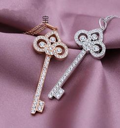 S925 sterling silver Jewellery love Key Pendant Necklace heartshaped Key Necklace engraved with sweater Christmas and Valentine05952643