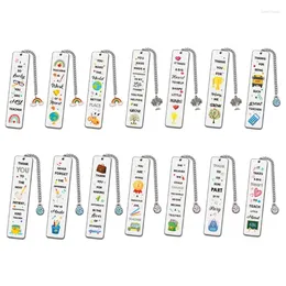 2Pcs Colour Printing Bookmarks With Chain Gift For Book Lover Reader Bookworms Teacher Metal Reading Mark D5QC