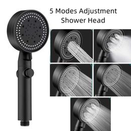 Bathroom Shower Heads 5 Modes Water Saving Shower Head Adjustable High Pressure Shower One-key Stop Water Massage Shower Head for Bathroom Accessories