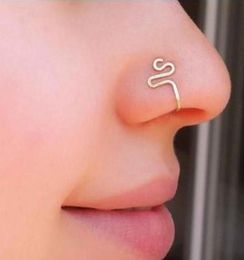 Original Copper Wire Spiral Fake Piercing Nose Ring 2021 Punk Gold Silver Colour Clip Nose Ring Also Can Be Ear Clip Cuff Bijoux7151820