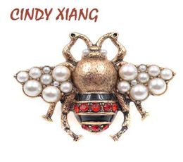 CINDY XIANG New Fashion Pearl Bee Brooches for Women Antique Gold Color Brooch Pin Vintage Style Jewelry High Quality Insect7357917