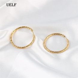 Hoop Earrings UELF Classic Simple Earring For Women Gold Color Geometric Pattern Suit Various Occasions Metal Versatile Female Jewelry