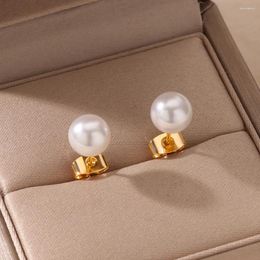 Stud Earrings Imitation Pearl For Women Stainless Steel Gold Colour 2024 Trend Statement Wedding Jewellery Birthday Gift
