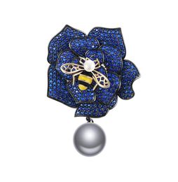 Elegant Bee Flower Brooches Enamel Pins Honeybee Crystal Rose Jewellery Pin Broach Wedding Bouquet Pin Brosche femme bijoux64605659305245