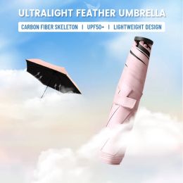 Gear Ultra Light Feather Umbrella Carbon Fibre Portable Fold Pencil Umbrella AntiUV Waterproof Women's Travel Mini Sunshade Umbrella
