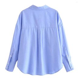 Women's Blouses Withered Japanese Solid Colour Shirt Fashion Simple Casual Commuter Long Sleeve Oxford Spinning Autumn Blouse Women