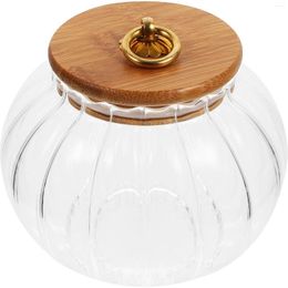 Storage Bottles Pumpkin Glass Jar Loose Tea Organizer Containers Bamboo Cover Sealed Canister Alloy Wood Lid Grains