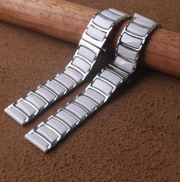 Watch Bands Watchband White Ceramic WITH Stainless Steel Strap Band Bracelet 20mm 22mm Pure High Quality Watches Accessories For M2848719
