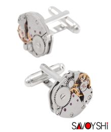 Classic Shirt Cufflinks for Men Brand High Quality Silver Mechanical Watch Movement Cuff Buttons Business Cufflinks Gift Jewelry4794211