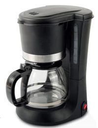 Electric Drip Coffee Machine, Drip Coffee Pot with On/Off butoon, Great for Home & Office, Glass Carafe & Reusable Filter, black
