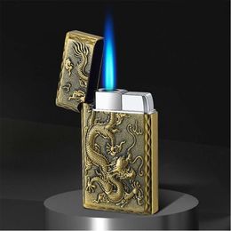 Chinese Dragon Steel Sound Jet Flame Lighters Windproof Personality Creative Gas Unfilled Cigarette Lighter Wholesale