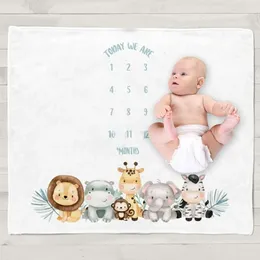 Blankets J60B Twin Baby Monthly Record Growth Milestone Blanket Born Soft Swaddle Wrap Pography Props Creative Background Cloth