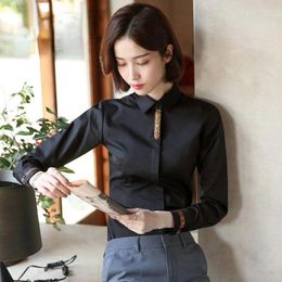 Women's Blouses Women Long Sleeve Slim Office Lady Patchwork Tops Black White Korean Chic Shirt Harajuku