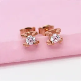 Stud Earrings 585 Purple Gold Bull Head For Women Simple Plating 14K Rose Inlaid Crystal Earings Suitable Daily Jewellery