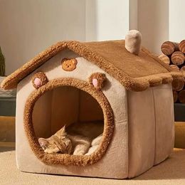 Cat Beds Furniture Foldable Pet House Removable Washable Cat House Puppy Cave Sofa Pet Bed House for Extra Small Dogs and Small and Medium Cats d240508