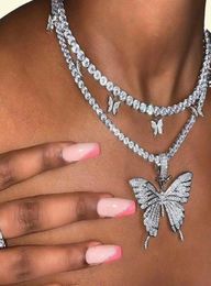 New Arrivals Big s Designers Cuban Fashion Butterfly Necklace EuroAmerican Diamond Pendant HipHop Jewelry Tennis Choker 5972519