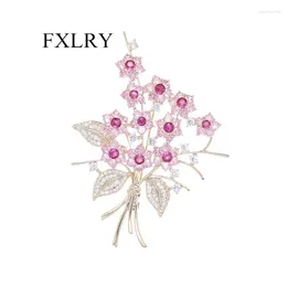 Brooches FXLRY Gorgeous Micro Inlaid Zircon Bouquet Brooch Corsage For Women Coat Accessories