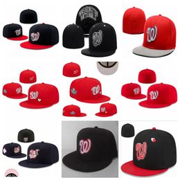 Nationals- W letter Baseball caps gorras bones for Men Women Casual Outdoor Full Closed Fitted Hats