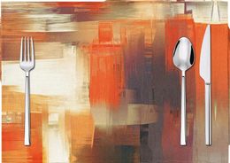 Table Mats 1pc Modern Art Placemats Orange Abstract Painting Place Linen Placemat For Kitchen Dining Home Party Decor