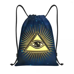 Shopping Bags Custom All Seeing Eye Of God Drawstring Backpack Women Men Lightweight Mystic Eyes Gym Sports Sackpack Sacks For Travelling