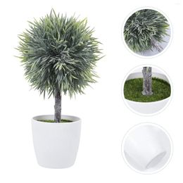 Decorative Flowers Faux Topiary Shrubs Artificial Spherical Potted Plant Fake Planta Desktop Decor