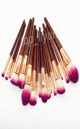 Wood Handle Makeup Brushes 17pcs Set Powder Brush Kit Face and Eye Brush Puff Batch Powder Brushes Foundation brushes Beauty Cosme2805730