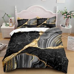 Bedding sets Abstract Black Gold Marble Duvet Cover Set Pillowcases Green Twin Queen King Size Bedding Set Nordic Luxury Designer Quilt Cover J240507