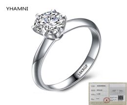 With Certificate Luxury Solitaire 20ct Zirconia Diamond Ring 925 Solid Silver 18K White Gold Wedding Rings for Women CR1687948146