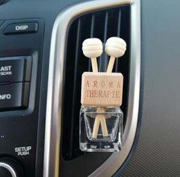 Wooden 8ML Car Vent Clips Perfume Bottle Rearview Hanging Ornament Cube Perfume Empty Bottle Air Fragrance Essential Oils Diffuser2018018