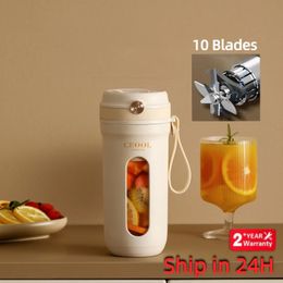 10 Blades Electric Portable Blender 350ML Juicer Fruit Mixers USB Rechargeable Smoothie Cup Squeezer Juice Maker 240508