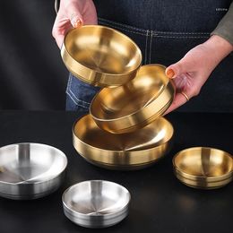 Bowls 304 Stainless Steel Rice Bowl Korean-Style Insulated For Children To Eat And Drink Soup Commercial Golden Cuisine Pickles