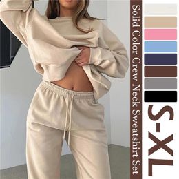 Women's Hoodies Women Sporty Top Long Pant Ladies High Waist Autumn 2 Piece Sets Crew Neck Casual Pullovers Pants Outfits Sleeve Suit