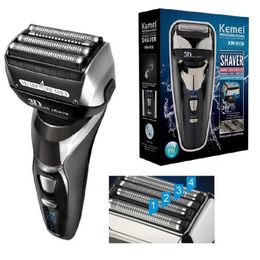 Electric Shavers Kemei 8150 Wet Dry 3 Spd Rechargeable Electric Shaver For Men Beard Electric Razor Facial Shaving Machine 4-Blade System T240507