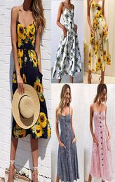 Womens Summer Boho Casual Long Maxi Evening Party Cocktail Beach Dress Sundress Party Sun dress6535535