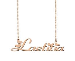 Laetitia name necklaces pendant Custom Personalised for women girls children friends Mothers Gifts 18k gold plated Stainless 4148233