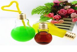 Cup Light Bulb Water Disposable Whole Milk Juice LED Drink Leakproof Bottle Bottle Water With Lid Creative Drinkware Plastic 3128067