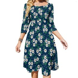 Casual Dresses Daisies Blossom Dress Spring Abstract Flowers Print Cute Women Three Quarter Aesthetic Printed Oversized