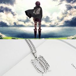 Pendant Necklaces Titanium Steel Wing Of Freedom Necklace Animation Attack On Titan Men Women Fashion Trend Sweater Chain Jewelry Gift