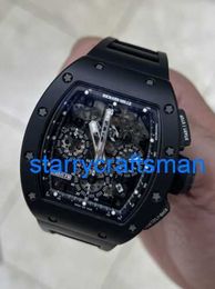 RM Luxury Watches Mechanical Watch Mills Rm011 Black Phantom Pvd Ceramic Carbon Rubber Watch stHT