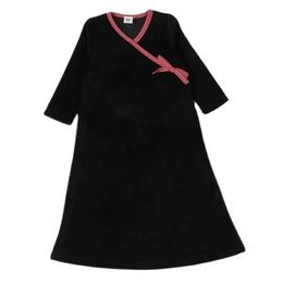 Girl's Dresses Girls Dress Sleeping Childrens Clothing Black Velvet Winter Girls Dress Childrens Clothing Comparison Binding Childrens Clothing V-neckL240508